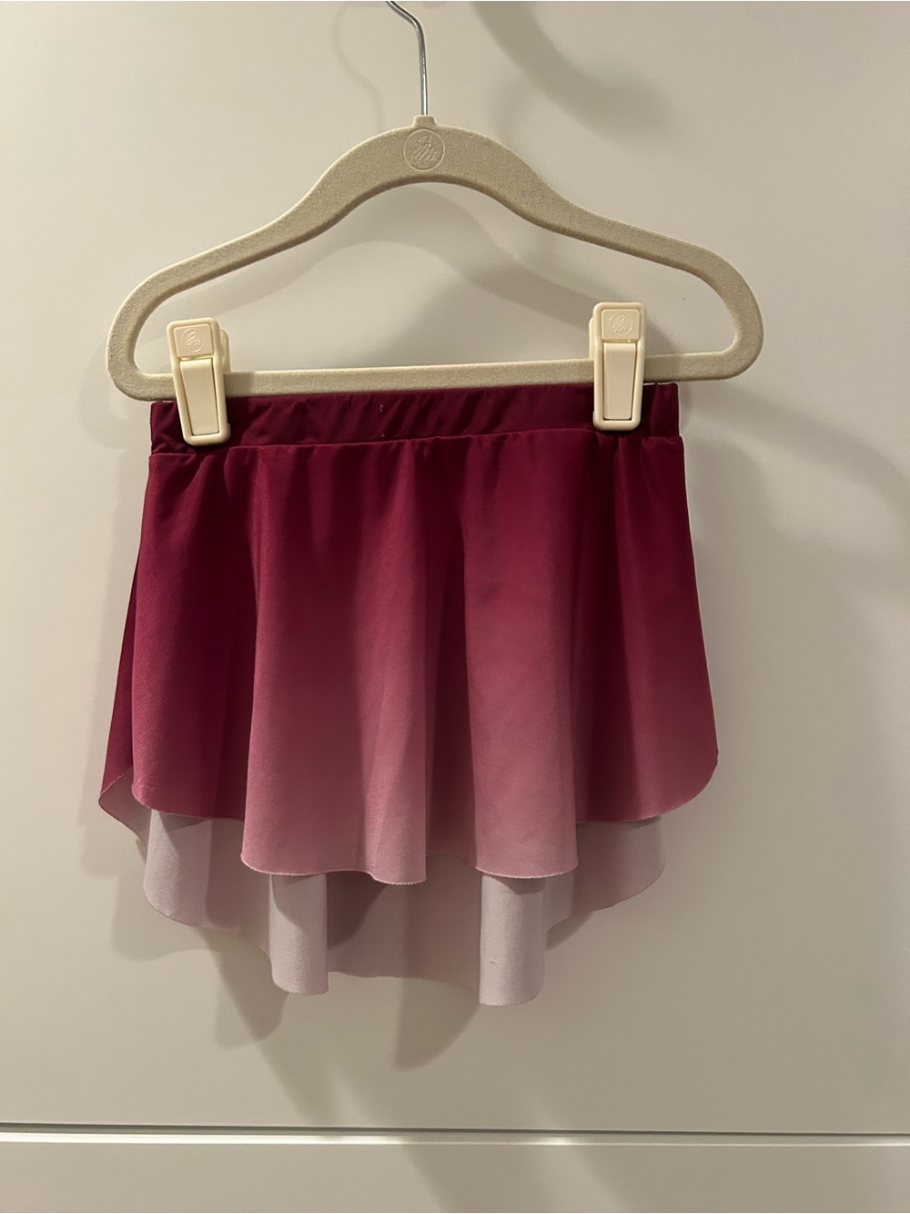 balera Ombre Burgundy to Light Pink High-Low Layered Ballet Skirt - IC